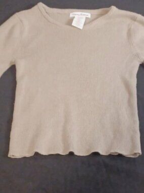 Tommy Bahama Sweater Girls Med 7/8 Beige Chenille Pullover Ruffle Long Sleeves